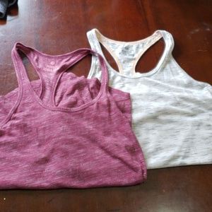 Vintage Maroon and White Racerback tanks.